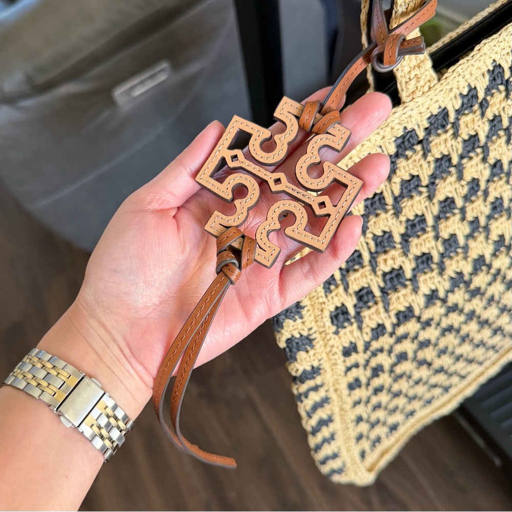 Tory Burch Black Raffia Straw Tote - Picture 2 of 10